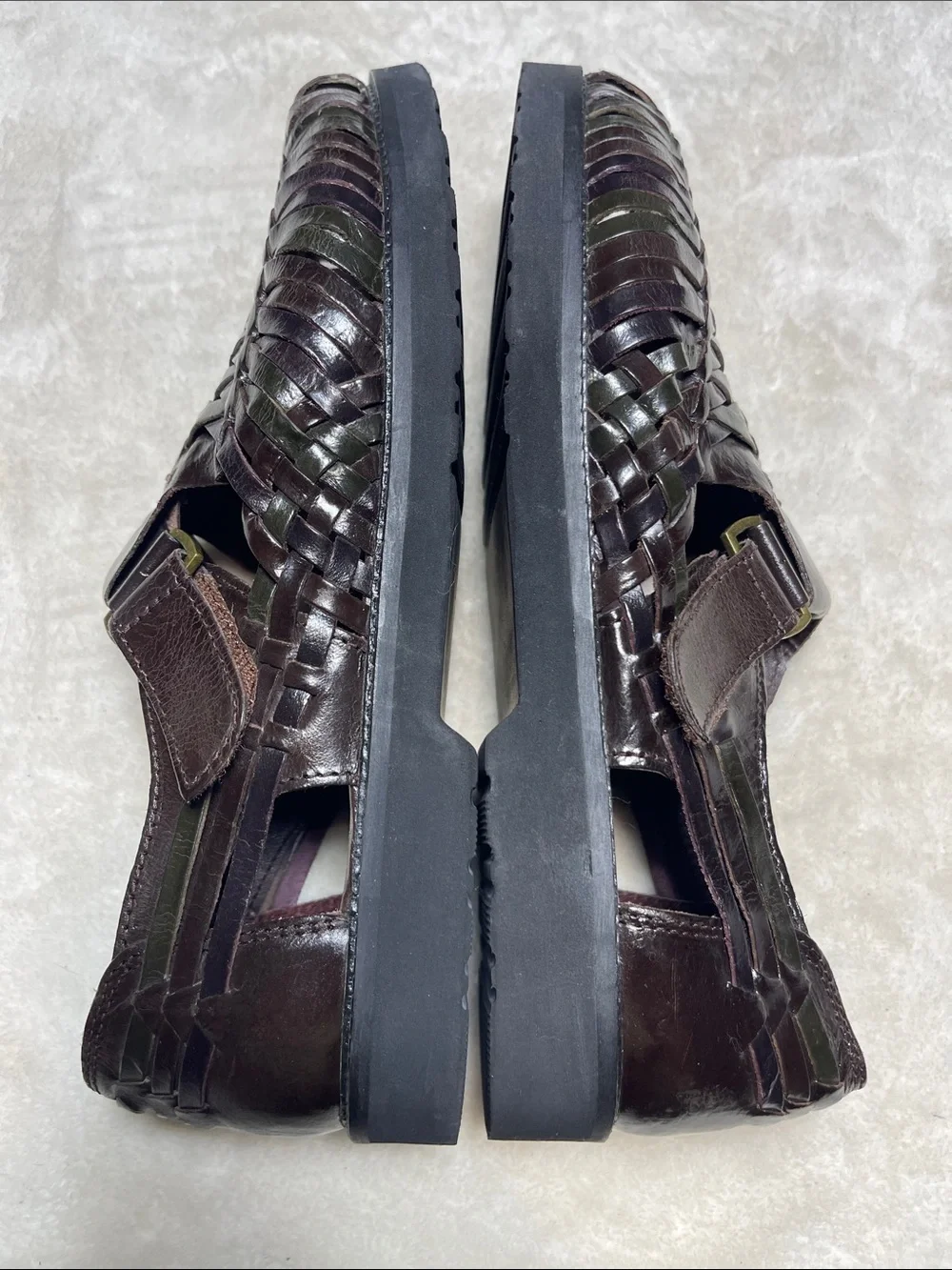Deer Stags Bamboo 2 Men’s Dark Brown Woven Leather Slip-On Sandals Size 8.5 Mens